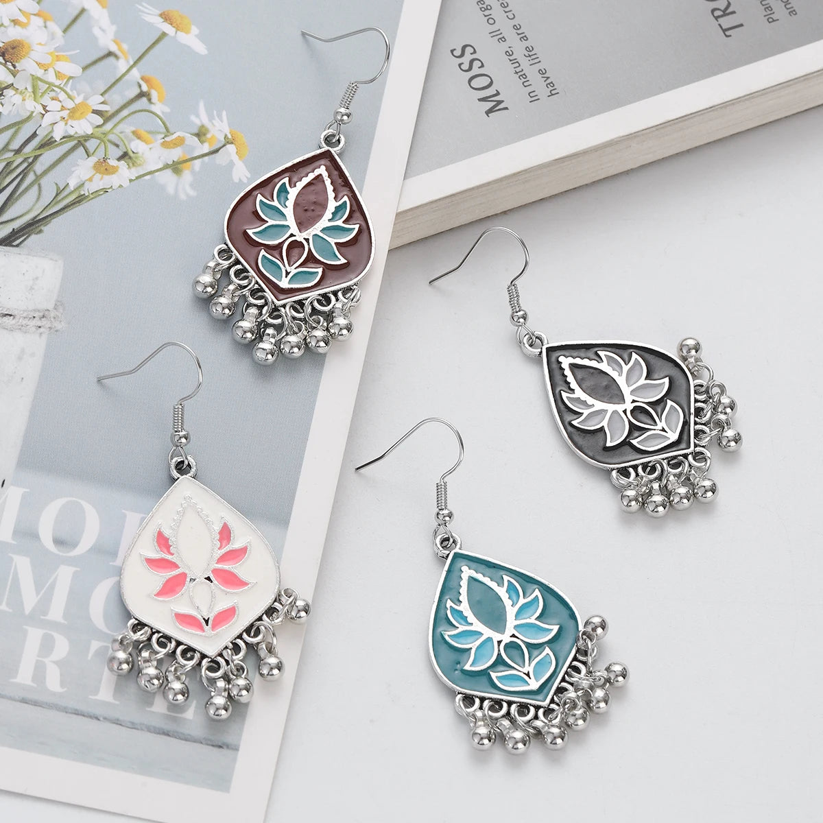 Floral Tassel Drop Earrings