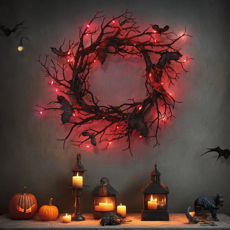 Bat and Black Branch Wreaths For Front Door