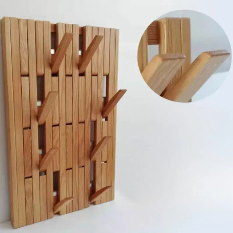 Solid Cherry Wood Wall-Mounted Retractable Coat & Hat Rack