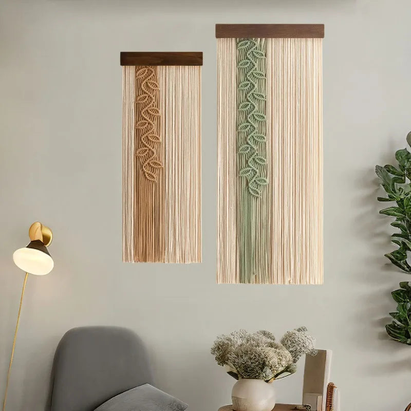 Bohemian Woven Leaf Tassel Wall Tapestry