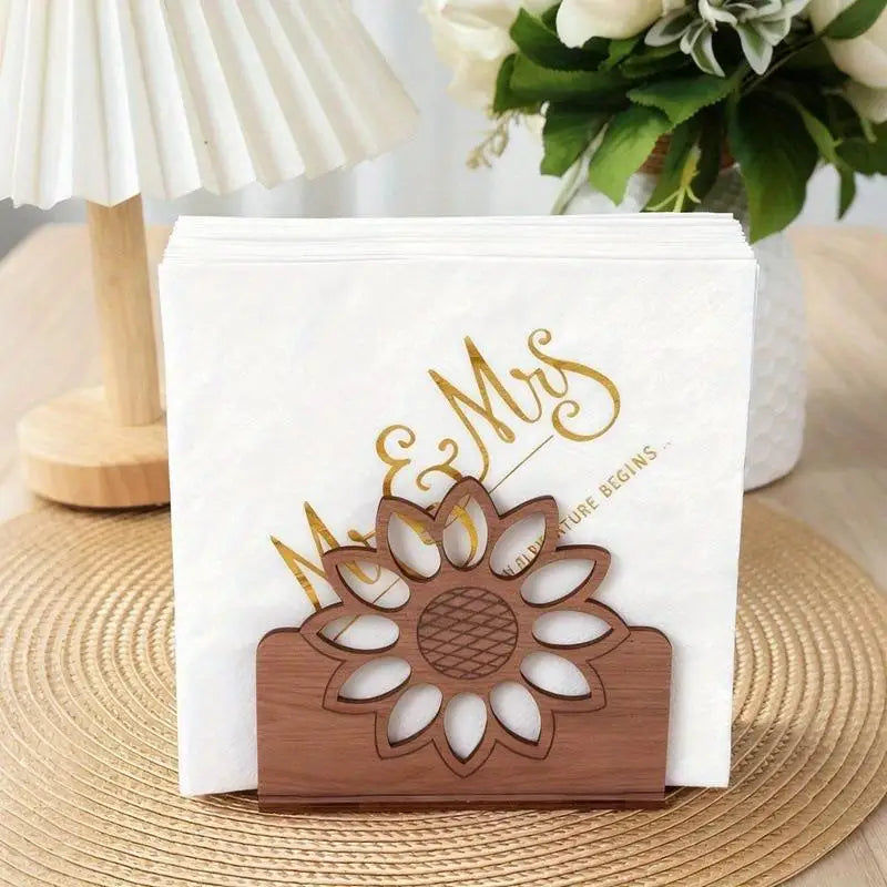 Wooden Sunflower Napkin Holder | Farmhouse Dining Table & Countertop Décor