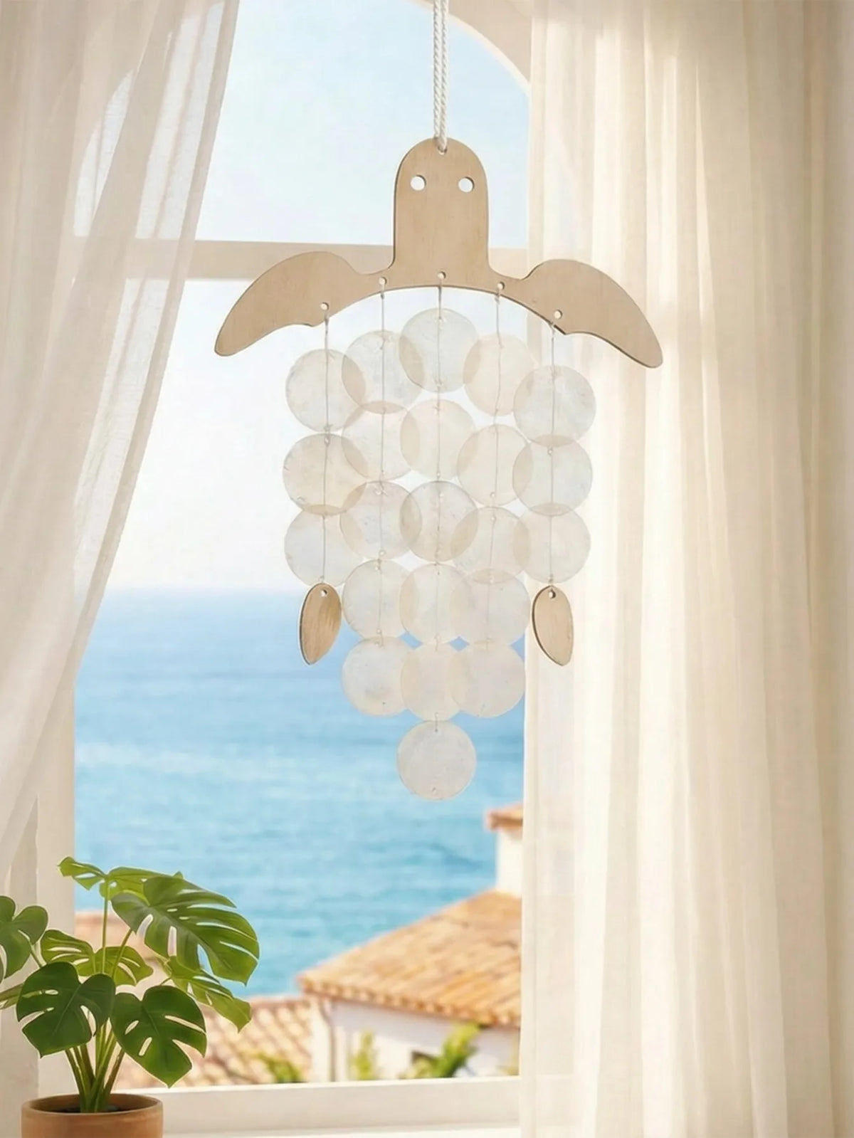 Handcrafted Turtle Capiz Shell Wind Chime