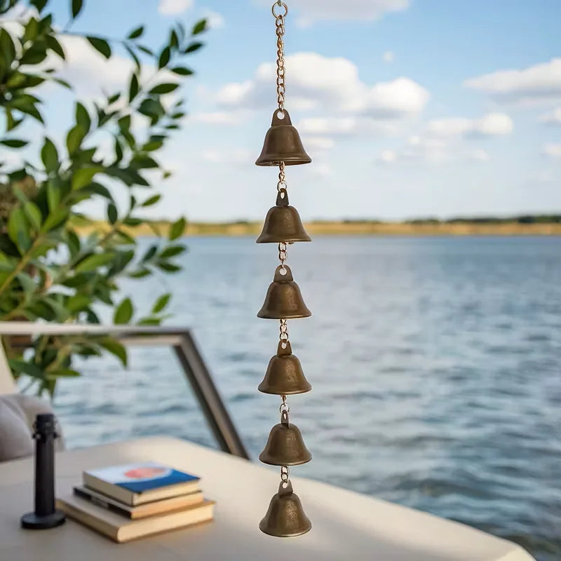 Rustic Iron Wind Chime with Decorative Chain