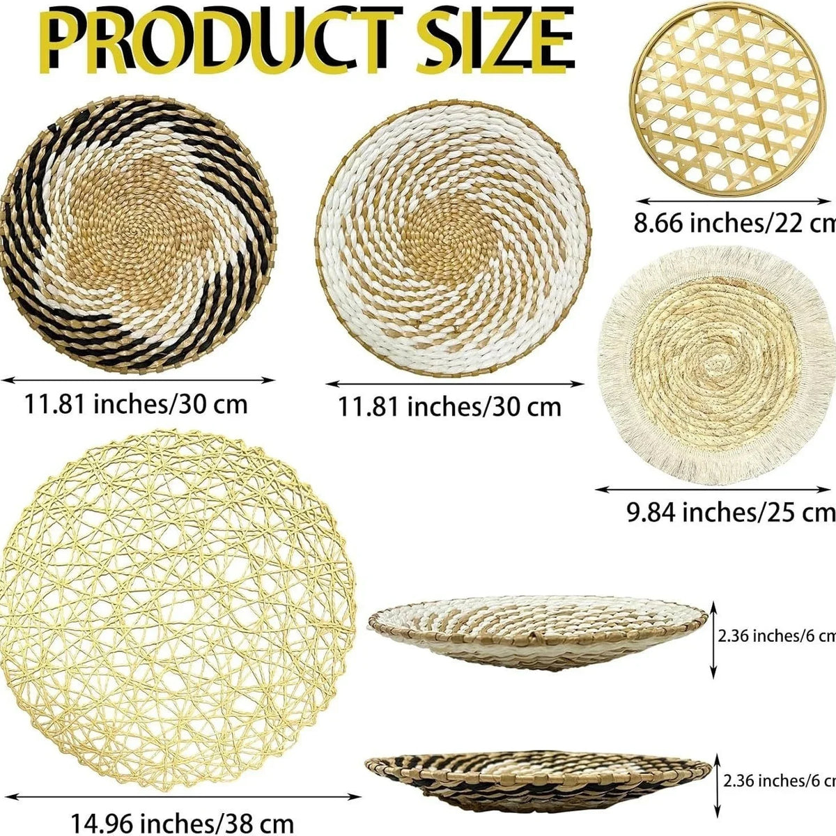 Straw Woven Wall Hanging Set