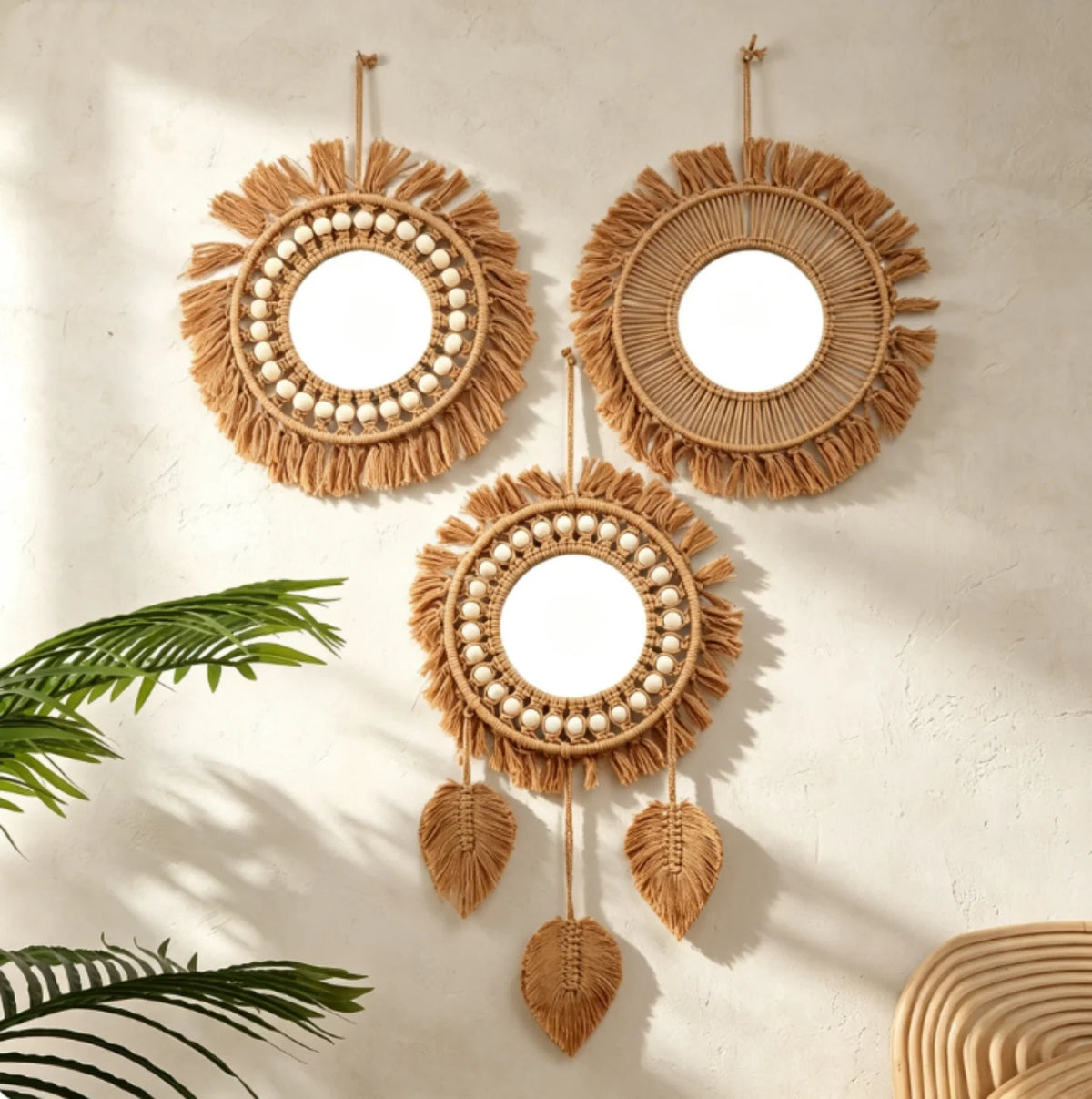 Round Woven Wall Mirror