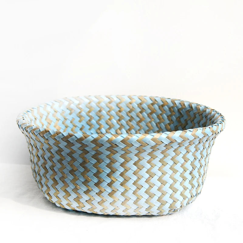 Striped Wicker Storage Basket