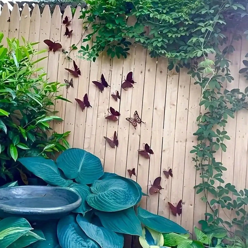 Set of 15 Rustic Handcrafted Metal Butterfly Wall Décor