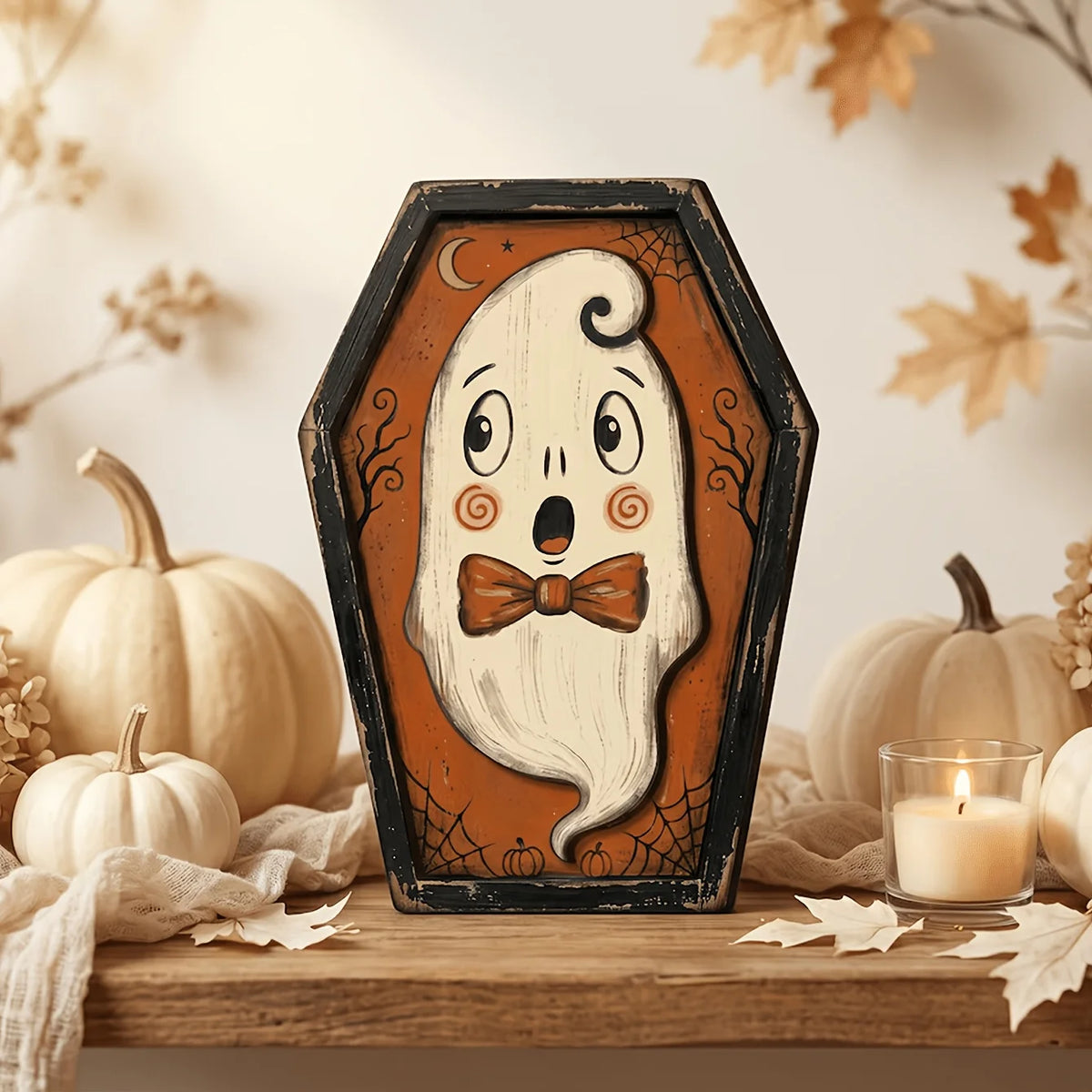 Flat Printed Retro Halloween Wooden Plaque