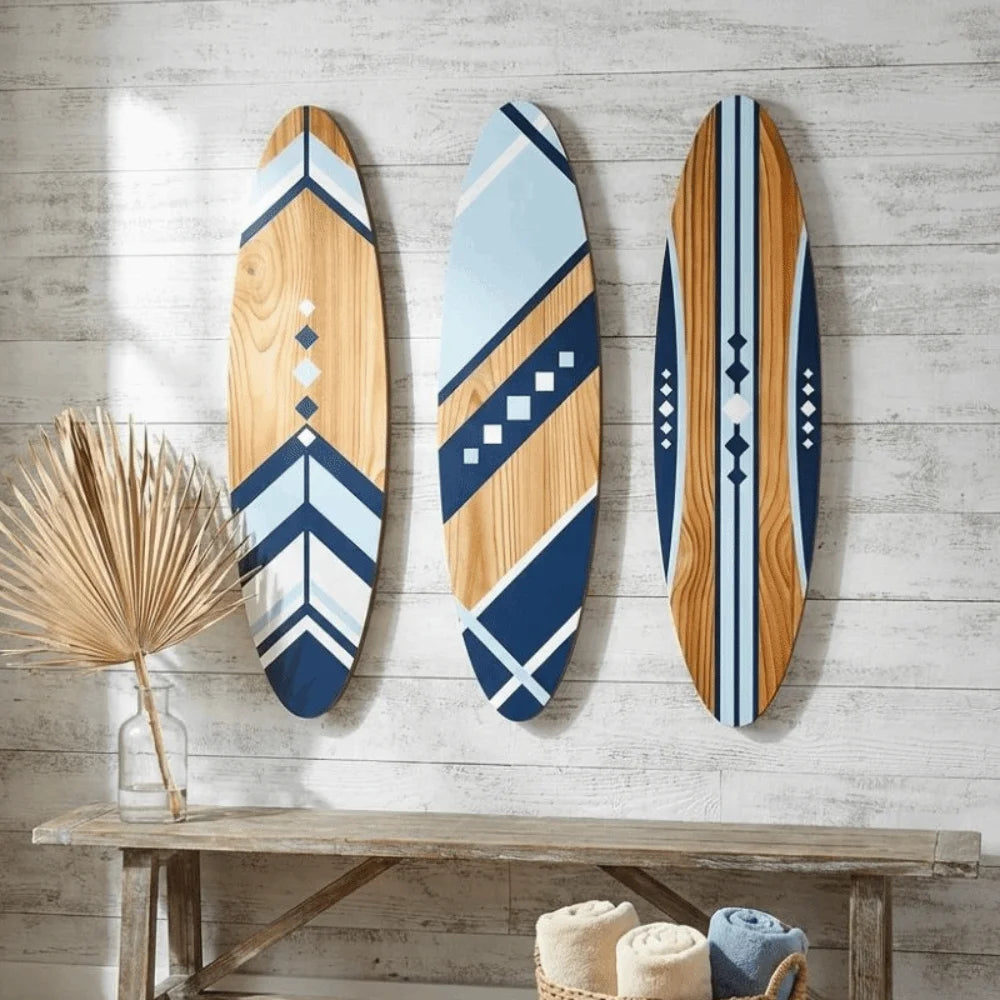Set of 3 Tropical Surfboard Wall Decor