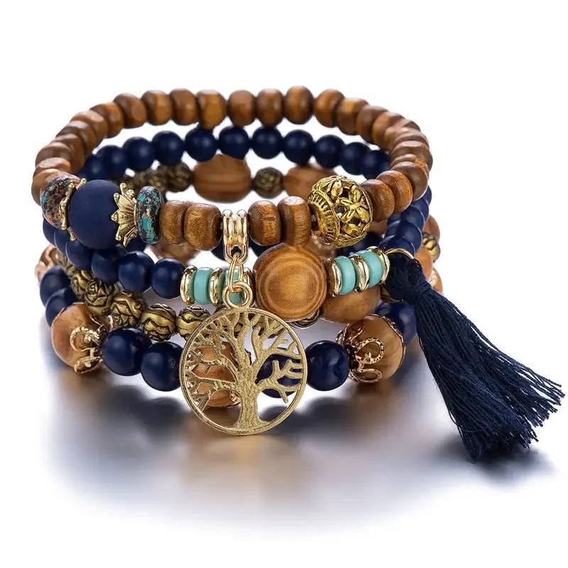 Tree of Life Wood Bead Bracelet