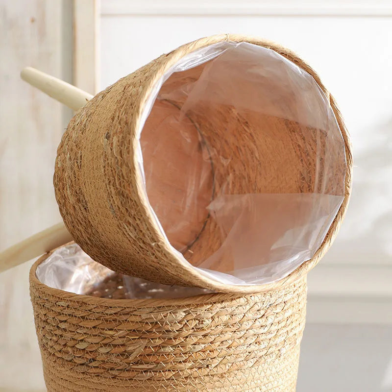 Woven Straw Planter Basket
