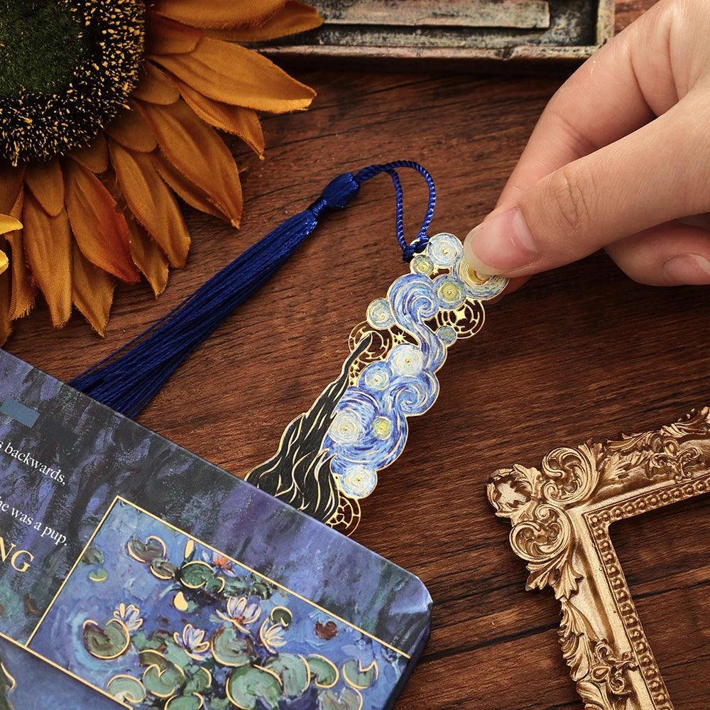 Vintage Hollow Metal Bookmark with Long Tassel