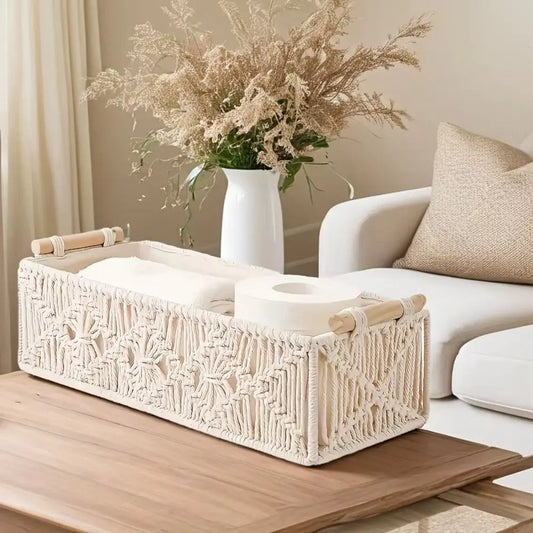 White Cotton Rope Storage Basket