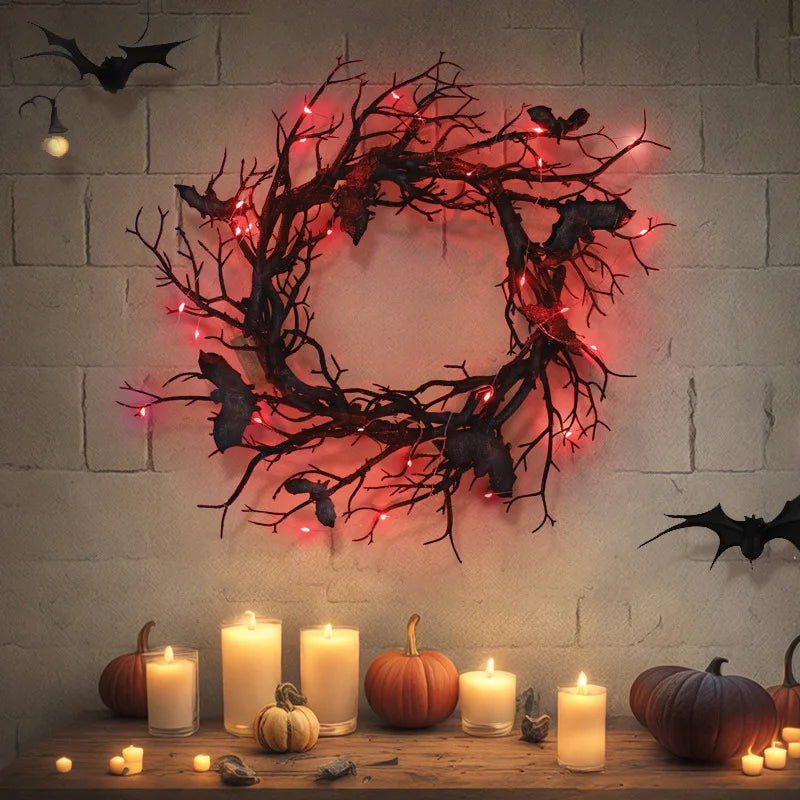 Bat and Black Branch Wreaths For Front Door