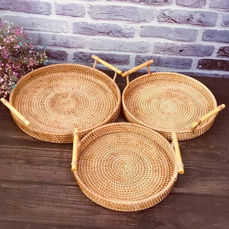 Rattan Tray with Strap Handle