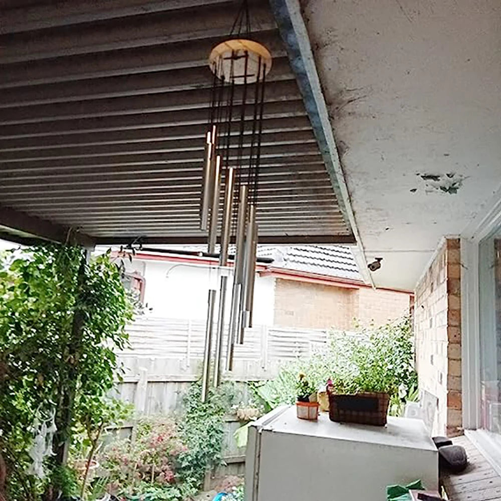 12-Tube Aluminum Wind Chimes with Gold & Silver Bells