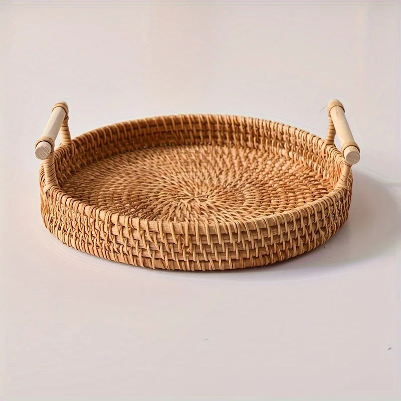 Handmade Wicker Serving Tray with Handles