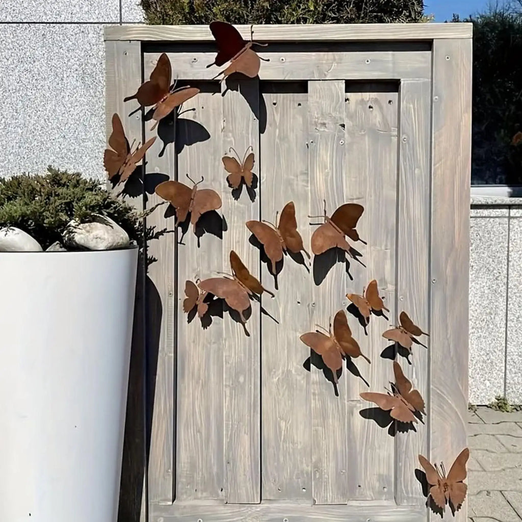 Set of 15 Rustic Handcrafted Metal Butterfly Wall Décor