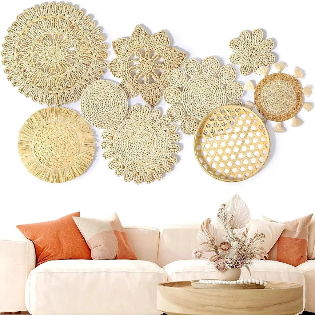 Straw Woven Wall Hanging Set
