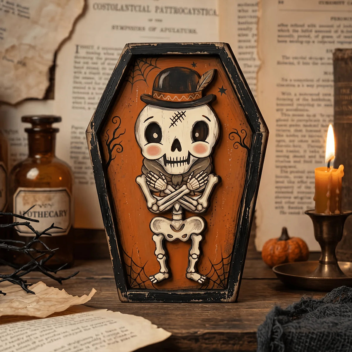 Flat Printed Retro Halloween Wooden Plaque