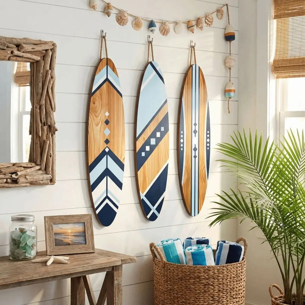Set of 3 Tropical Surfboard Wall Decor