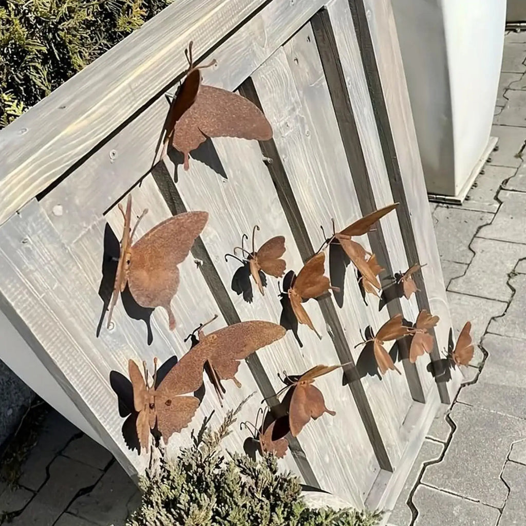 Set of 15 Rustic Handcrafted Metal Butterfly Wall Décor