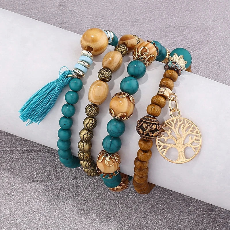 Tree of Life Wood Bead Bracelet