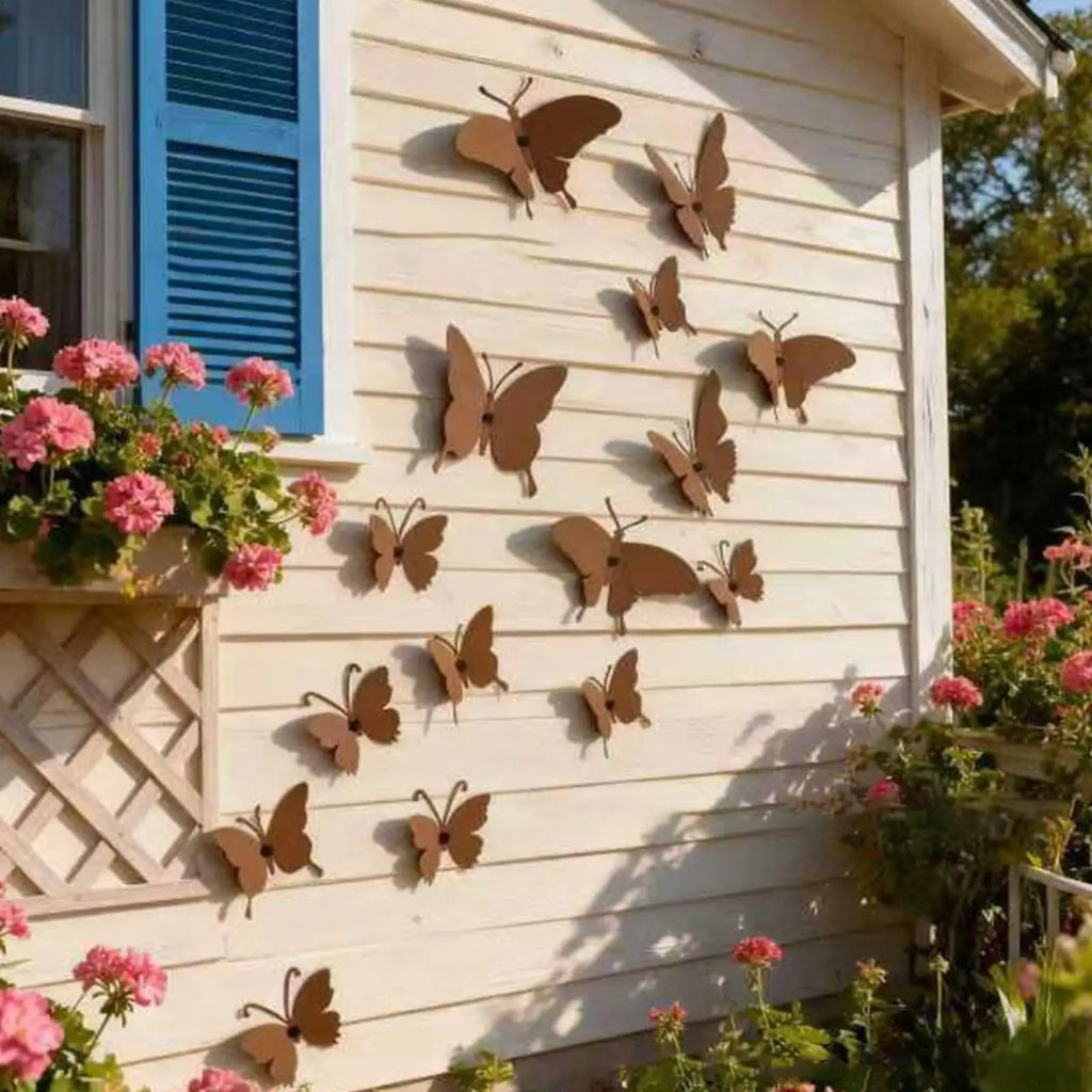 Set of 15 Rustic Handcrafted Metal Butterfly Wall Décor