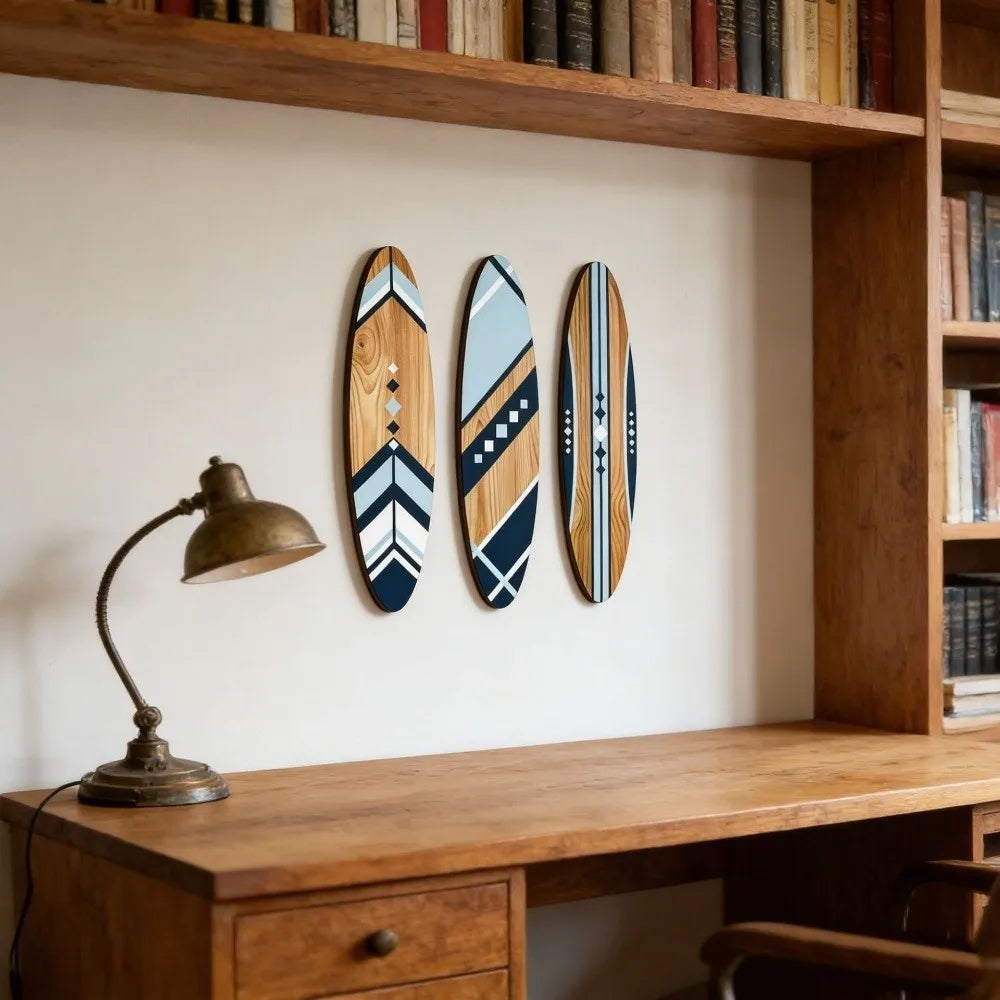 Set of 3 Tropical Surfboard Wall Decor