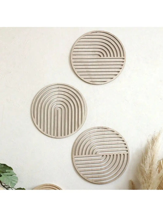 Round Wooden Wall Art Set