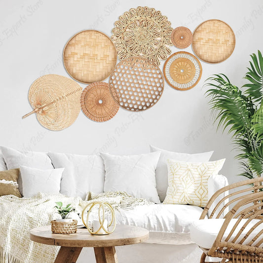 Round Wall Basket Decor, Set of 8