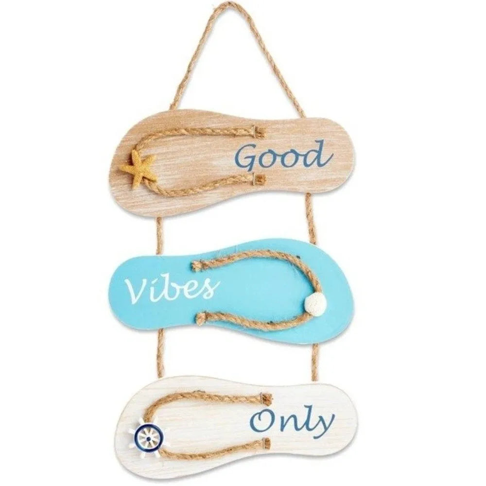 Coastal Wooden Flip Flop Wall Hanging | Ocean-Themed Farmhouse Décor