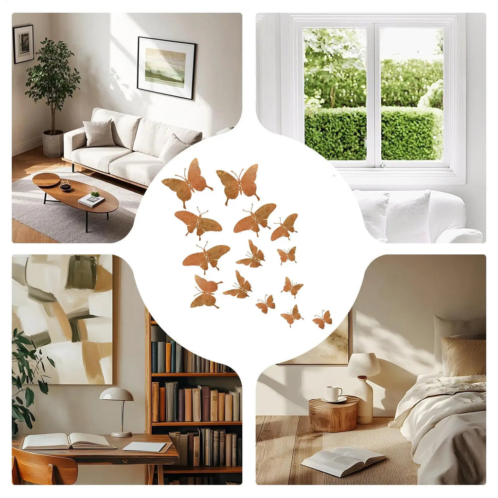 Set of 15 Rustic Handcrafted Metal Butterfly Wall Décor