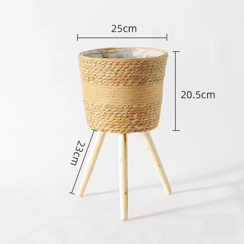 Woven Straw Planter Basket