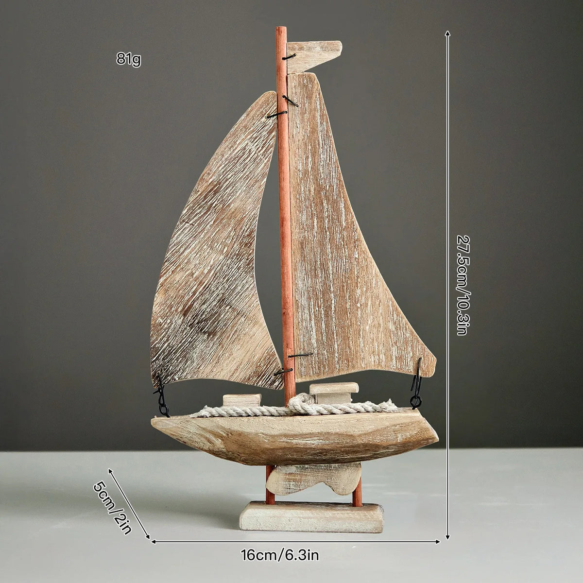 Mediterranean Style Wooden Sailing Boat Ornaments