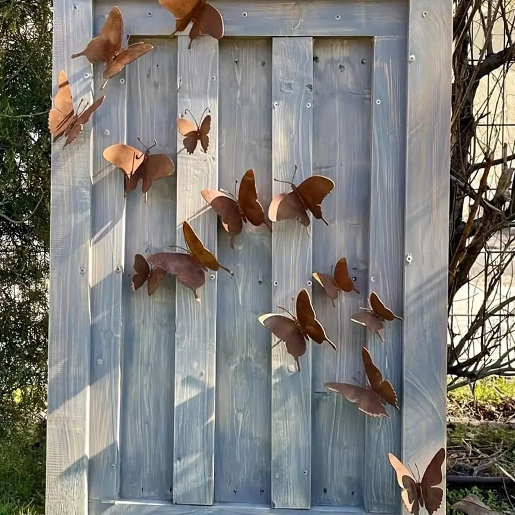 Set of 15 Rustic Handcrafted Metal Butterfly Wall Décor