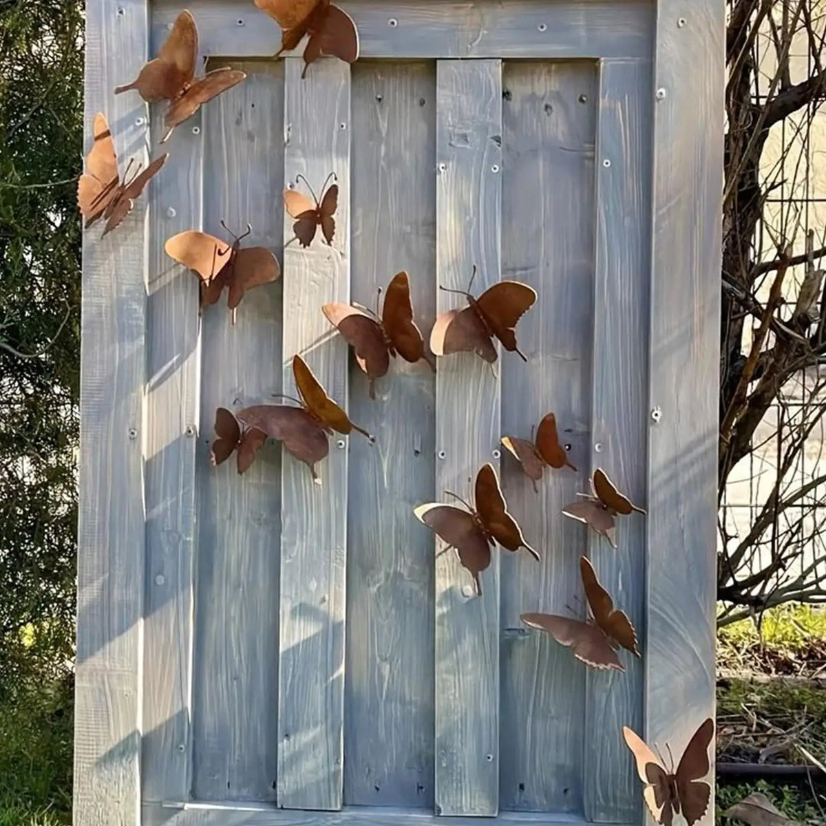 Set of 15 Rustic Handcrafted Metal Butterfly Wall Décor