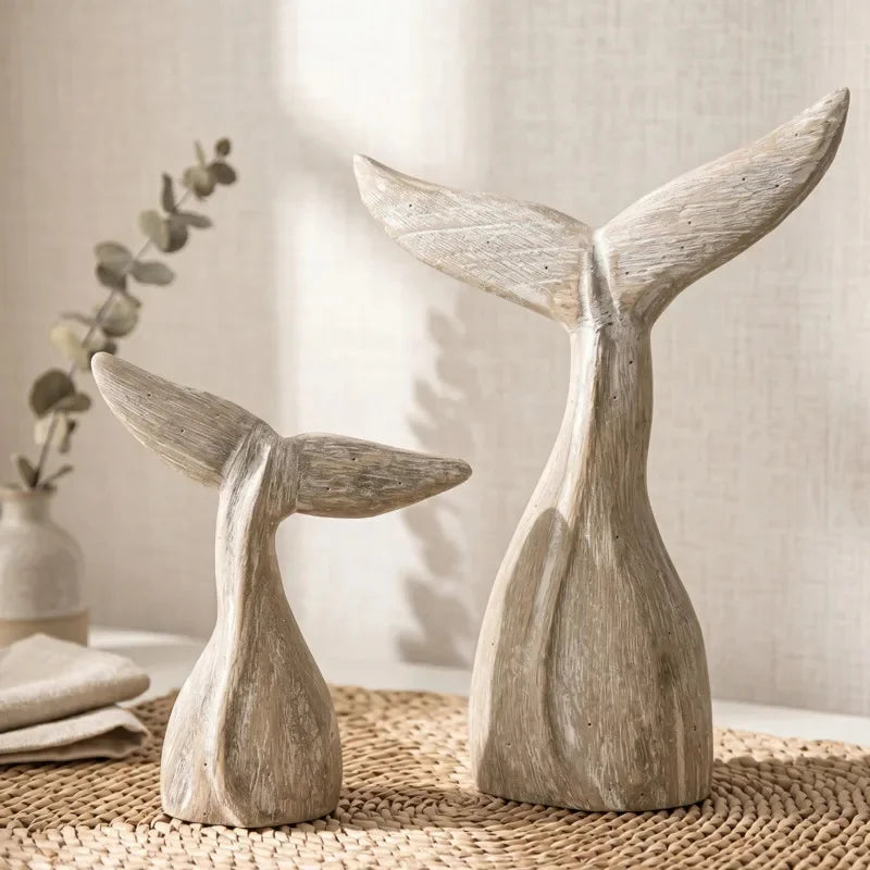 Vintage Handmade Whale Tail Sculpture