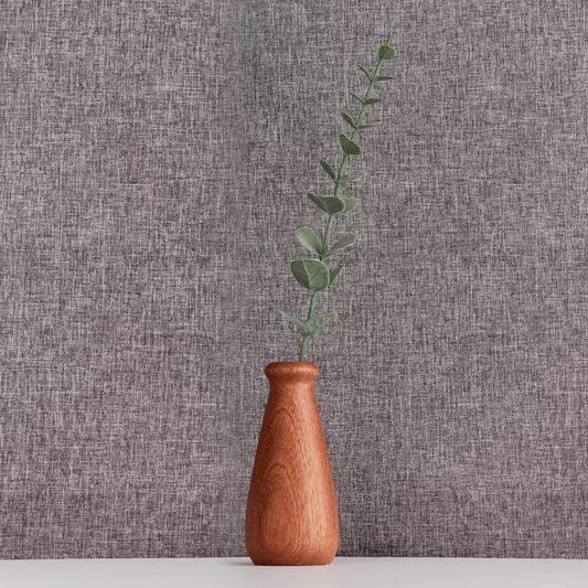 Wooden Flower Vase With Solid Wood Flowers
