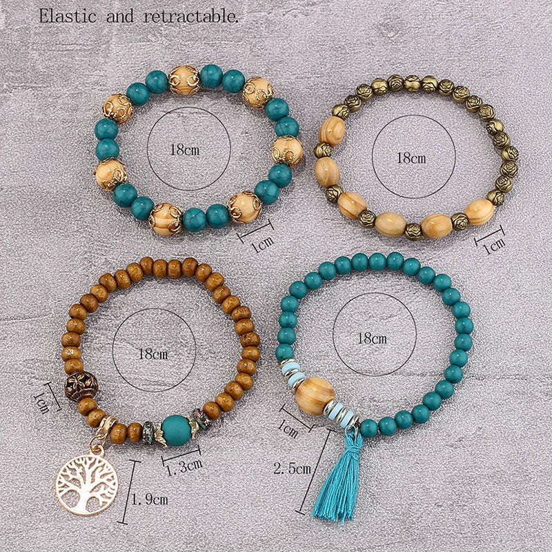 Tree of Life Wood Bead Bracelet