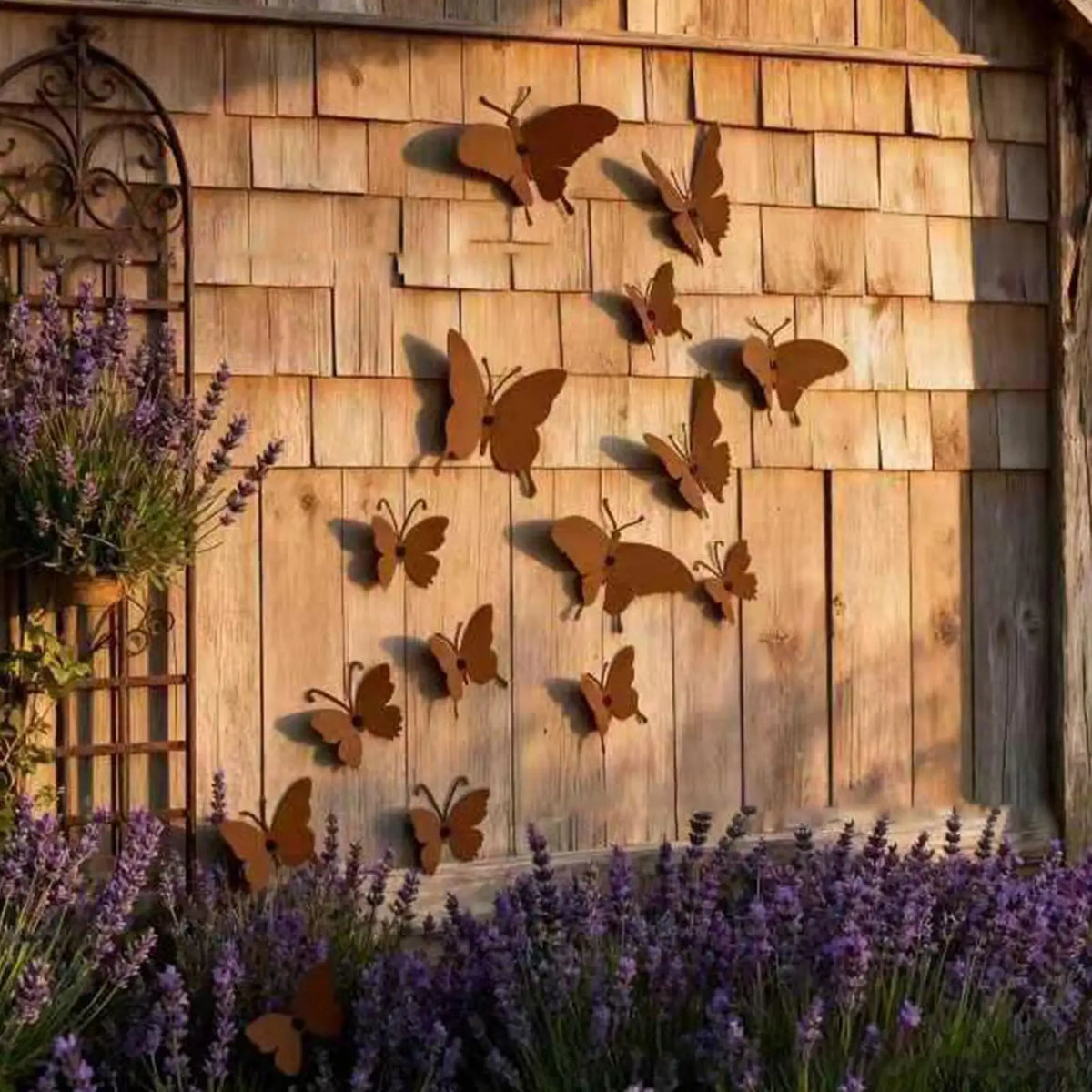 Set of 15 Rustic Handcrafted Metal Butterfly Wall Décor