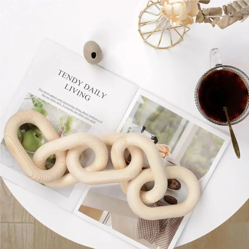 Hand-Carved Wooden Chain Link | Rustic Home Ornament