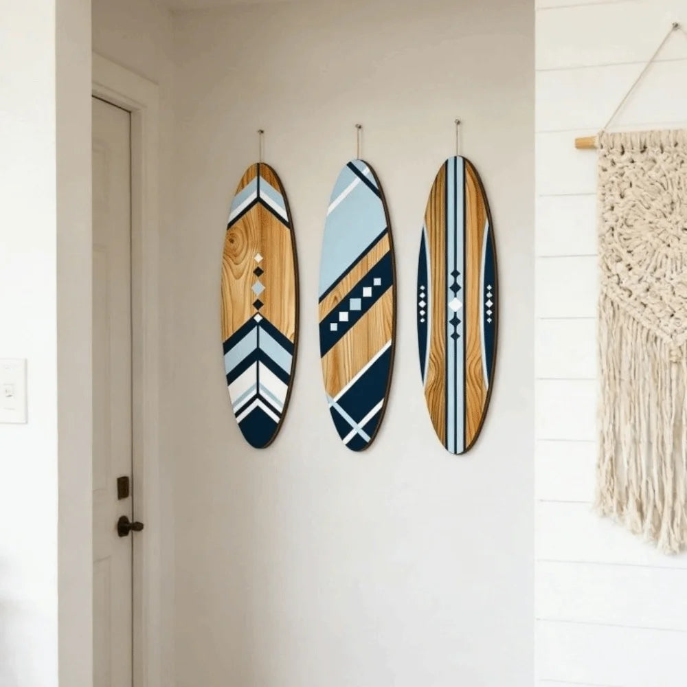 Set of 3 Tropical Surfboard Wall Decor