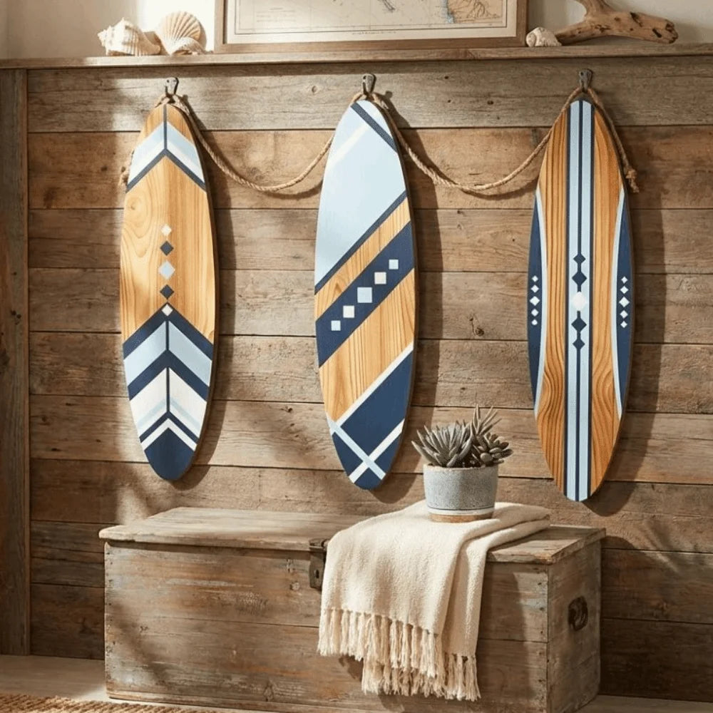 Set of 3 Tropical Surfboard Wall Decor