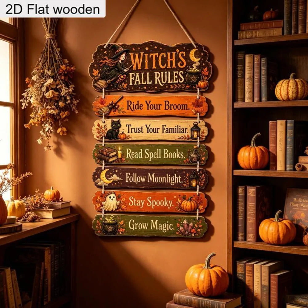 Vintage Witchy Autumn Wall Plaque