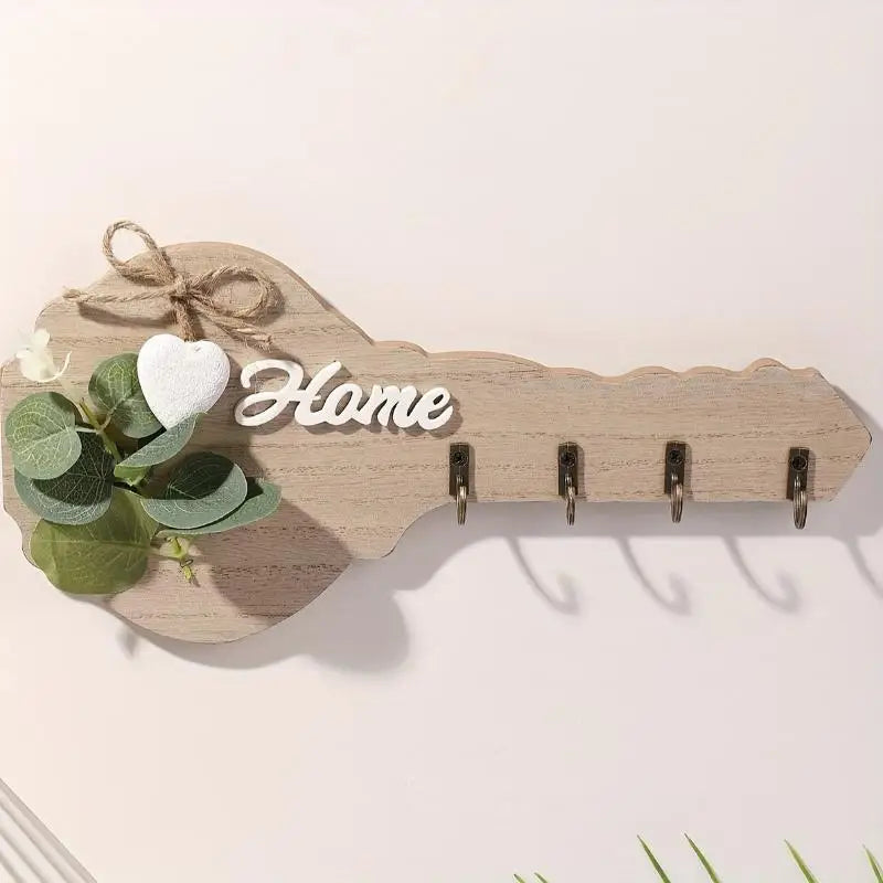 Wooden "Home" Key Holder Wall Decor