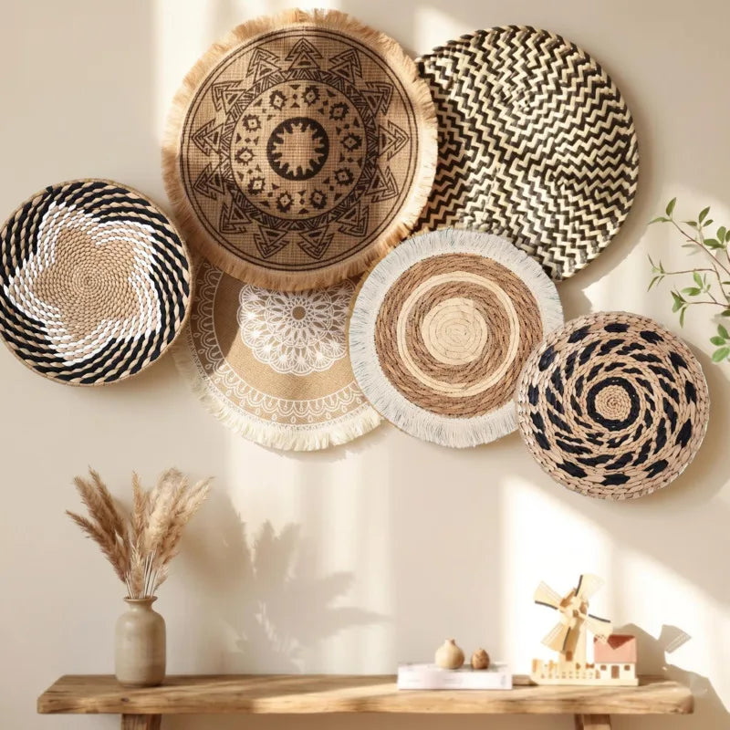 Straw Woven Wall Hanging Set