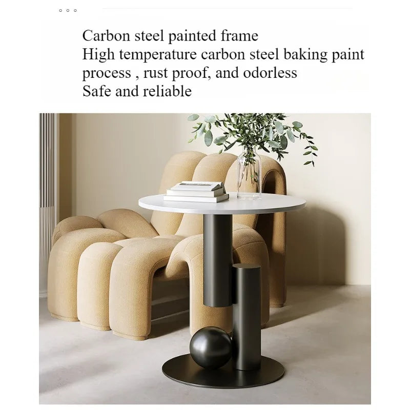 Round Metal Coffee Table with Storage