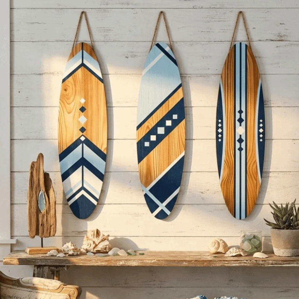 Set of 3 Tropical Surfboard Wall Decor