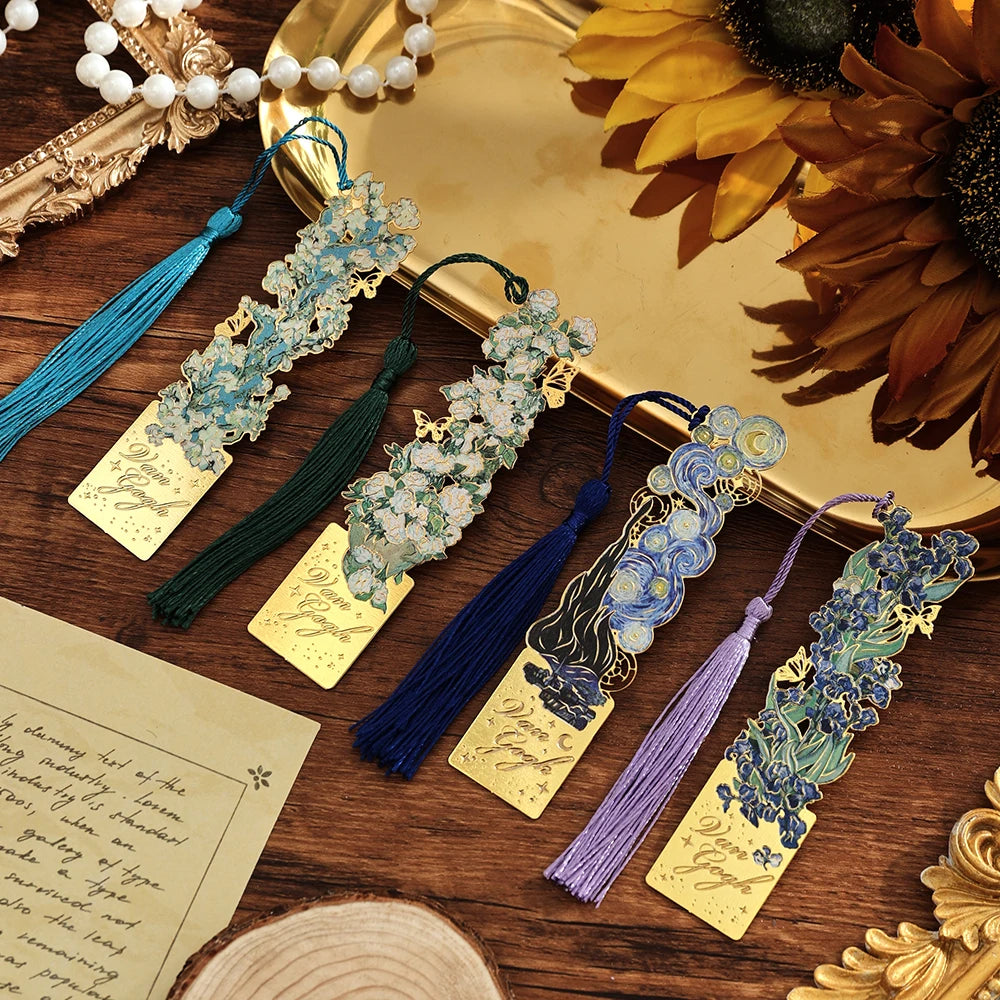 Vintage Hollow Metal Bookmark with Long Tassel